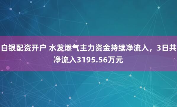 白银配资开户 水发燃气主力资金持续净流入，3日共净流入3195.56万元