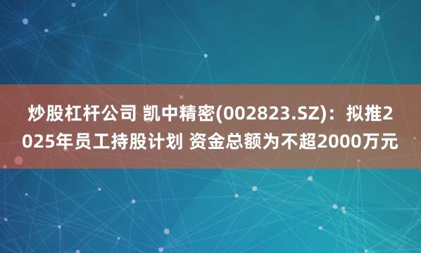 炒股杠杆公司 凯中精密(002823.SZ)：拟推2025年员工持股计划 资金总额为不超2000万元