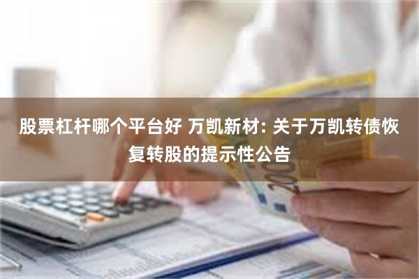 股票杠杆哪个平台好 万凯新材: 关于万凯转债恢复转股的提示性公告